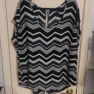 Torrid Black and White Chevron Blouse